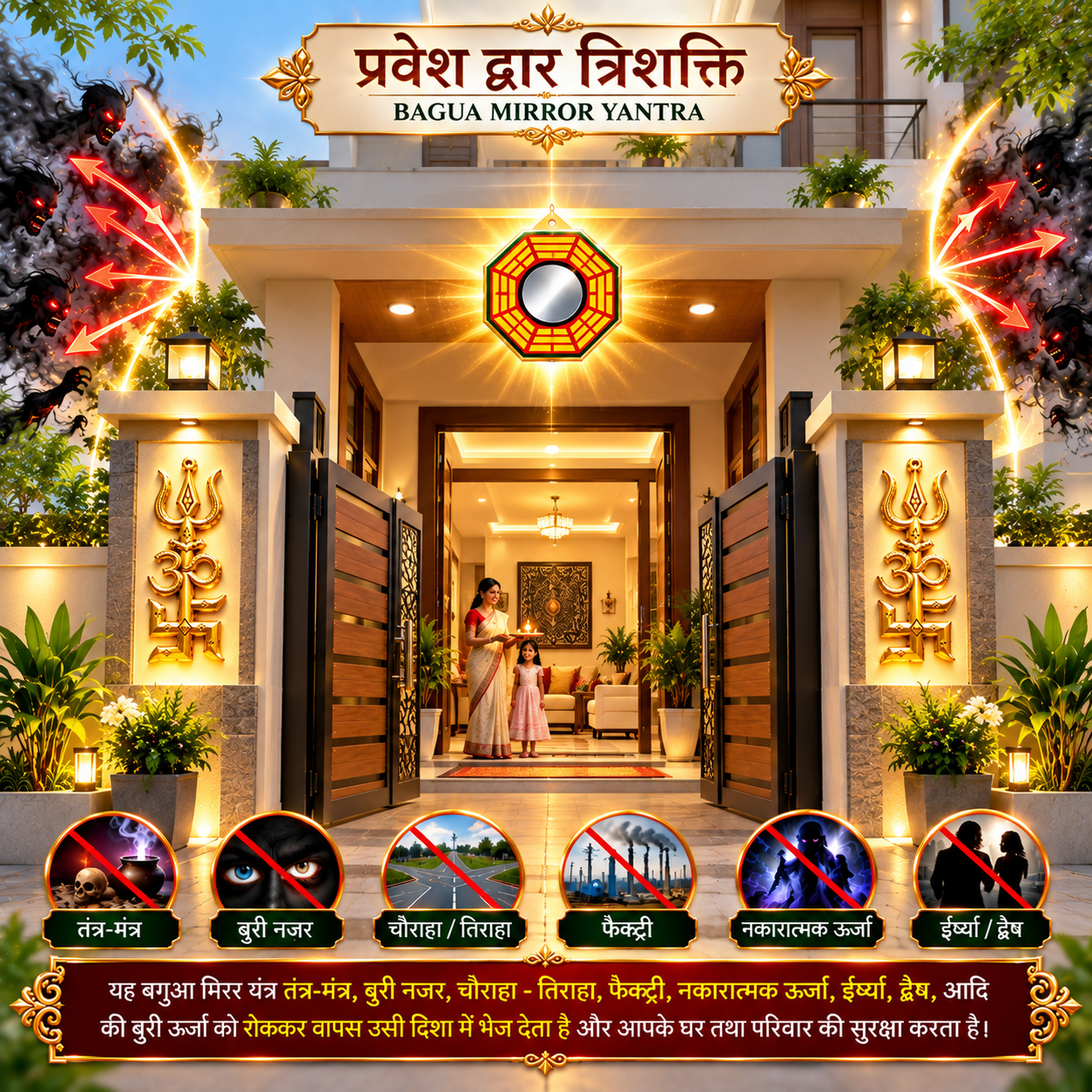 प्रवेश द्वार त्रिशक्ति BAGUA MIRROR YANTR - Image 2